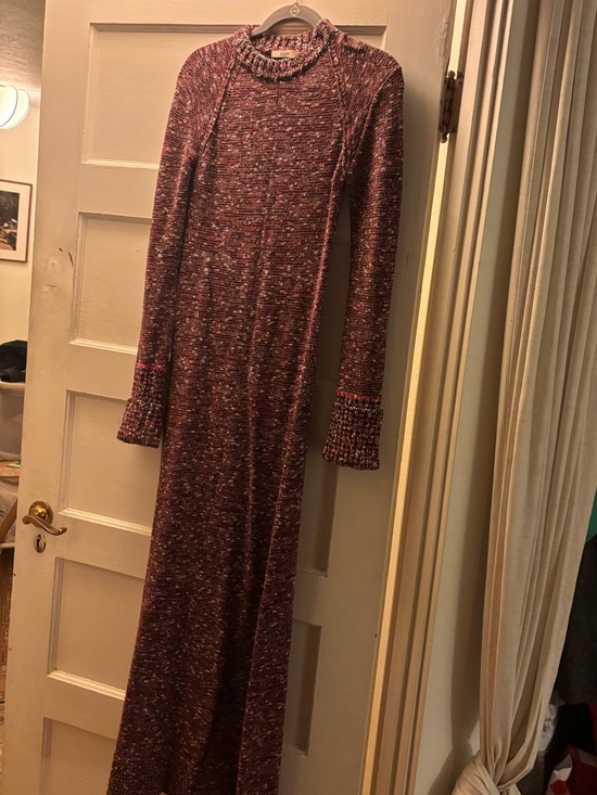 Celine Dresses & Skirts - Celine Burgundy Marled Knit Long-Sleeve Dress